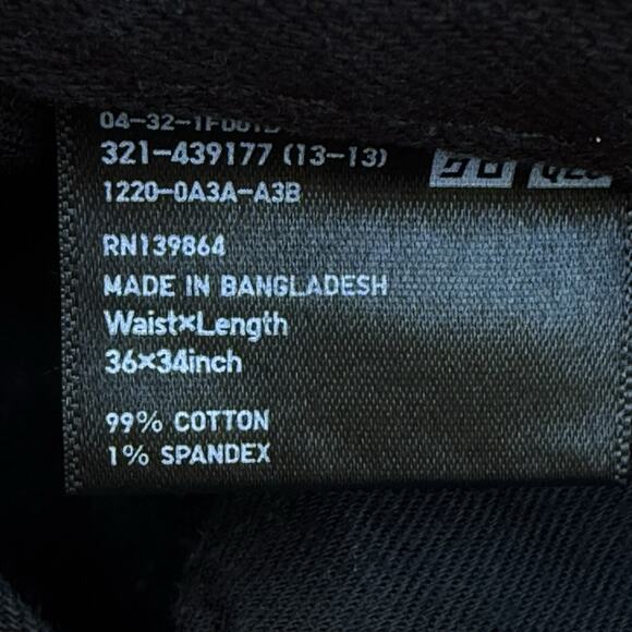 UNIQLO Selvedge Black Jeans Mens Size 36x34 Slim Straight Goth Steampunk - Picture 6 of 6